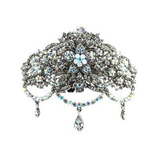 DoubleAccent Hair Jewelry Vintage Crystal Chandelier Barrette Clear Color Jewelry