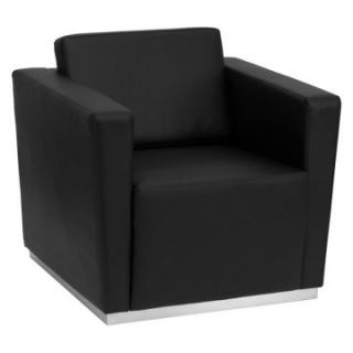Flash Furniture Hercules Trinity Series Leather Chair with Stainless Steel Base   Black   Club Chairs