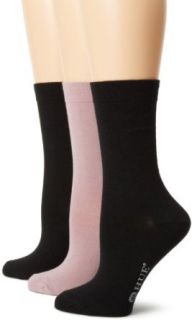 Hue Women's 3 Pack Topia Pique Flat Knit Sock, Vintage Pink With Black, One Size