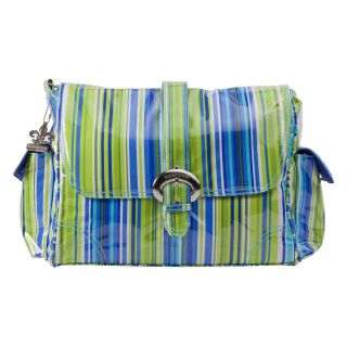 Kalencom Laminated Buckle Messenger Diaper Bag   Jazz Stripes Cobalt   Designer Diaper Bags