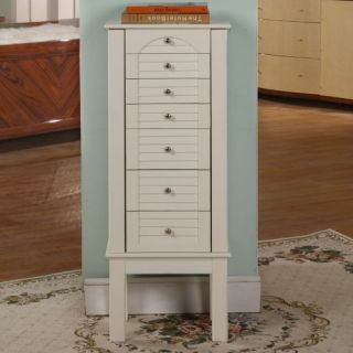 Winnipeg White Jewelry Armoire with Charging Area   Jewelry Armoires