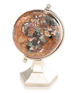 Kalifano Copper Amber 4 in. Gemstone Globe and Light Gold Contempo Stand   Globes