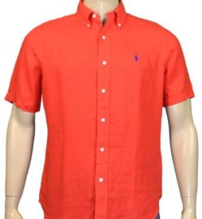 Polo Ralph Lauren Mens Linen Button Down Shirt Red 2XL at  Mens Clothing store