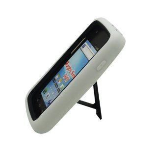 White Black Hard Soft Gel Dual Layer Stand Cover Case for Samsung Rugby Smart SGH I847 Cell Phones & Accessories