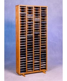 The Wood Shed Solid Oak 320 CD Media Tower with Individual Locking Slots   Media Storage