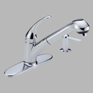 Delta Foundations B4310LF Single Handle Pull Out Kitchen Faucet with Soap Dispenser   Kitchen Faucets