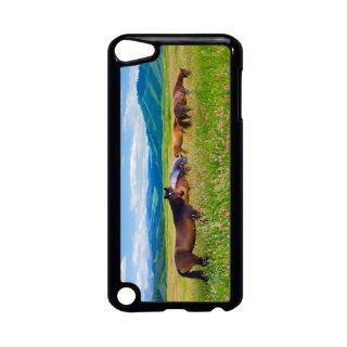 Rikki KnightTM Horses on Pink Meadow Design iPod Touch Black 5th Generation Hard Shell Case Computers & Accessories