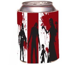 Rikki KnightTM Zombies on White and Red blood Design Drinks Cooler Neoprene Koozie Cold Beverage Koozies Kitchen & Dining