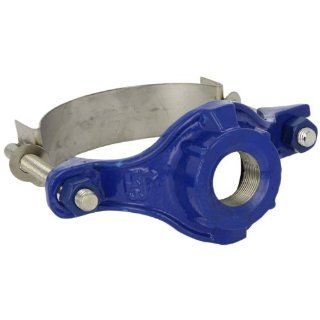 Smith Blair Ductile Iron with Stainless Steel 304 Straps Repair Clamp, Service Saddle, Stainless Steel Bolt, 2 Bolts, 1 1/2" Pipe Size, 3/4" CC Outlet Industrial Pipe Fittings