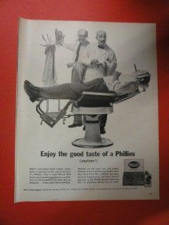 Phillies perfecto cigar, (man in barber chair.) Orinigal 1960 Vintage Magazine print Ad.  
