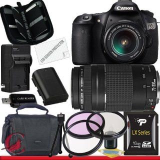 Canon EOS 60D 18 MP CMOS Digital SLR Camera w/ EF S 18 55mm f/3.5 5.6 IS Lens & Canon EF 75 300mm f/4 5.6 III Telephoto Zoom Lens Package 2  Digital Slr Camera Bundles  Camera & Photo