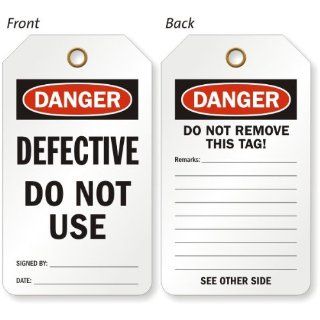 Defective Do Not Use (Signed By/Date), Eco Tag 10 mil Plastic, Eyelet, 25 Tags / Pack, 5.875" x 3.375"  Blank Labeling Tags 