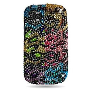 Colorful Leopard Full Diamond Bling Case Cover+LCD Screen Protector for ZTE Merit 990G Avail Z990 Cell Phones & Accessories