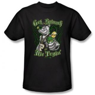Popeye GET SPINACH   Short Sleeve Adult Tee BLACK T Shirt Clothing