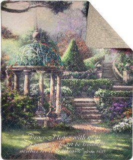 Manual Inspirational Collection Reversible Dyed Quilt with Verse, Gazebo of Prayer by Thomas Kinkade, 50 X 60 Inch   Thomas Kinkade Gazebo Of Prayer Tapestry Throw