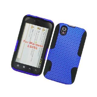 LG Marquee LS855 Ignite Majestic US855 L85C Black Blue Mesh Hard Soft Gel Dual Layer Cover Case Cell Phones & Accessories