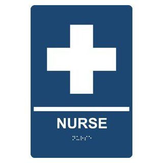ADA Nurse Braille Sign RRE 880 WHTonNavy Wayfinding  Business And Store Signs 