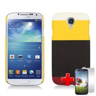Samsung Galaxy S4 (Verizon/AT&T/Sprint/T Mobile/Ting/U.S. Cellular/Cricket) One Piece Snap On Patchwork Fabric Design, White Yellow Brown Red + LCD Clear Screen Saver Protector Cell Phones & Accessories