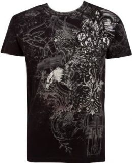 Eagle Metallic Silver Accents Short Sleeve Crew Neck Cotton Mens Fashion T Shirt Clothing