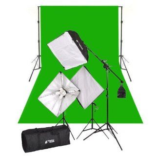 CowboyStudio Complete Photography and Video Stuido 2000 Watt Softbox Continuous Lighting Boom Kit with 10ft x12ft Chromakey Green Muslin Background and Backdrop Support Stands  Photographic Lighting Umbrellas  Camera & Photo