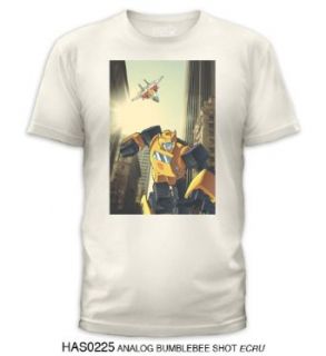 Transformers Bumblebee Starscream T shirt (Small, Natural) Clothing