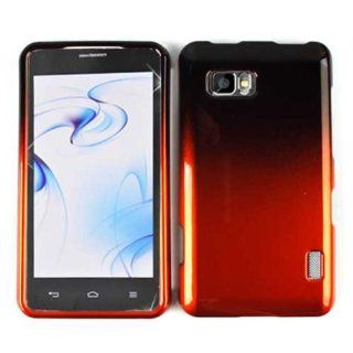 ACCESSORY HARD GLOSSY CASE COVER FOR LG MACH LS 860 TWO TONES BLACK ORANGE Cell Phones & Accessories