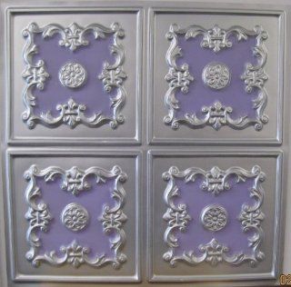 Discounted Decorative Faux Tin Plastic 130 Silver Violet PVC 2x2 Ceiling Tile Can Be Glued on Any Flat Surface UL Rated.  