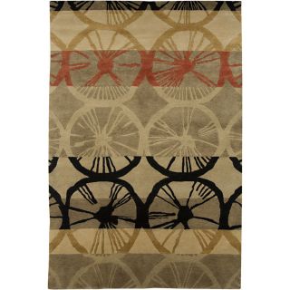 Hand knotted Abstract Gray Brown Wool Rug (2 X 3)