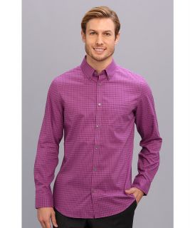 Calvin Klein YD Multi Check Poplin Button Down Collar L/S Shirt Mens Long Sleeve Button Up (Pink)