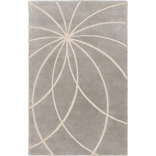 Hand tufted Beernem Dove Grey Floral Wool Rug (76 X 96)