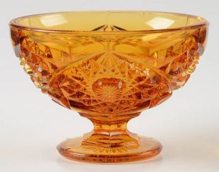 Kemple Hobstar & Fan Amber Candy Dish, No Lid   Line #49, Star/Cane, Amber