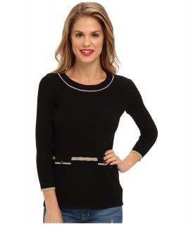 NIC+ZOE Peeking Pocket Top Womens Sweater (Black)