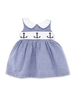 Pique Sailboat Dress w/Bloomers, White, 12 24 Months
