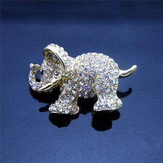 Swarvoski Crystal Diamond Elephant Brooch Pin with Gold plated Jewelry