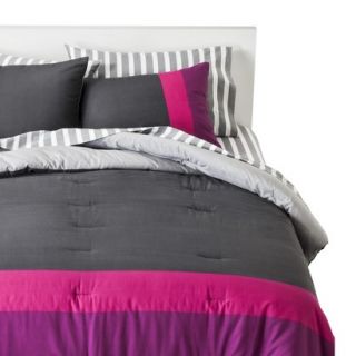 Room Essentials Color Block Comforter Set   Purple(King)