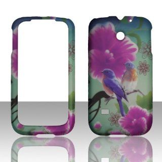 2D Twin Birds Huawei Ascend II 2 M865 / Prism Cricket, U.S. Cellular, T Mobile Hard Case Snap on Rubberized Touch Case Cover Faceplates Cell Phones & Accessories