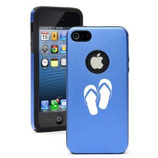 Apple iPhone 5 5S Blue 5D866 Aluminum & Silicone Case Cover Flip Flops Cell Phones & Accessories