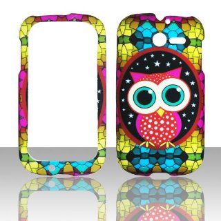 2D Colorful Owl Huawei Ascend Y M866 TracFone , U.S.Cellular Case Cover Hard Phone Case Snap on Cover Rubberized Touch Faceplates Cell Phones & Accessories