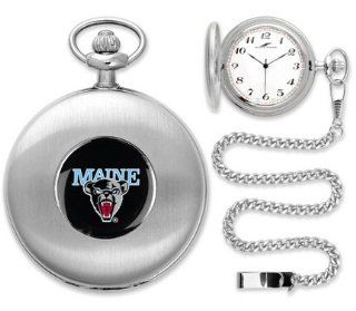 Maine Black Bears Silver Pocket Watch  Sports Fan Watches  Sports & Outdoors