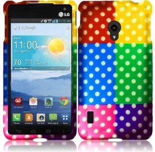 VMG 2 Item Combo For LG Lucid 2 VS870 Cell Phone Image Design Hard Case Cover   Colorful Multi Patterned Polka Dots Design Hard 2 Pc Plastic Snap On Protective Case Cover + LCD Clear Screen Saver Protector For LG Lucid VS 870 (2nd Generation) Cellphone [by