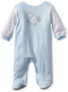 ABSORBA Baby Boys Newborn Puppy Velour Footie, Blue, 6 9 Months Clothing
