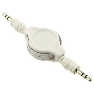 Auxiliary Retractable Cable Cord for All  iPod iPhone Samsung Cell Phones Car Stereos 3.5MM White  Vehicle Audio Auxiliary Adapters 