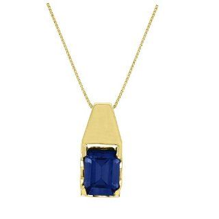 3.20 Carat Blue Topaz Pendant With Chain 14K Yellow Gold RMC Worldwide Jewelry