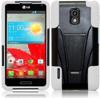 BlackOWhite Premium Double Protection 2 in 1 Hard + Silicon Hybrid Challenger Case Cover Protector with Kickstand for LG Optimus F7 US780 (by Boost Mobile / US Cellular) with Free Gift Reliable Accessory Pen Cell Phones & Accessories