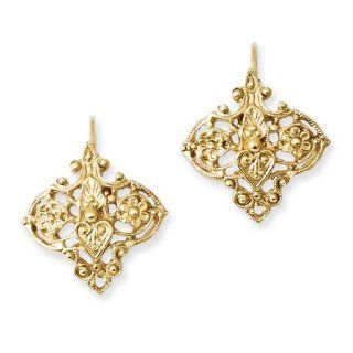 Brass Fancy Filigree Leverback Earrings, Best Quality Free Gift Box Satisfaction Guaranteed Jewelry