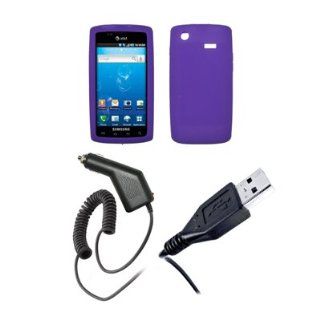 Samsung Captivate i897   Purple Soft Silicone Gel Skin Cover Case + Rapid Car Charger + USB Data Sync Charge Cable for Samsung Captivate i897 Cell Phones & Accessories