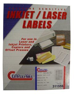 Compulabel White 8MM Data Tape, Removable Adhesive Labels for Laser and Inkjet Printers, 2.875 x 3/8 Inch, 56 per sheet, 100 Sheets per Carton 