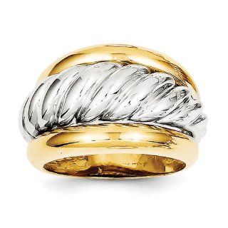 14k Two Tone Gold Polished Twisted Dome Ring. Metal Wt  9.31g Jewelry