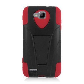 For Samsung ATIV Odyssey T899m Hybrid Rubber Hard Case Red Black Y Shape Stand 