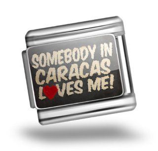 Italian Charm Somebody in Caracas Loves me, Venezuela Bracelet link   Neonblond Italian Style Single Charms Jewelry